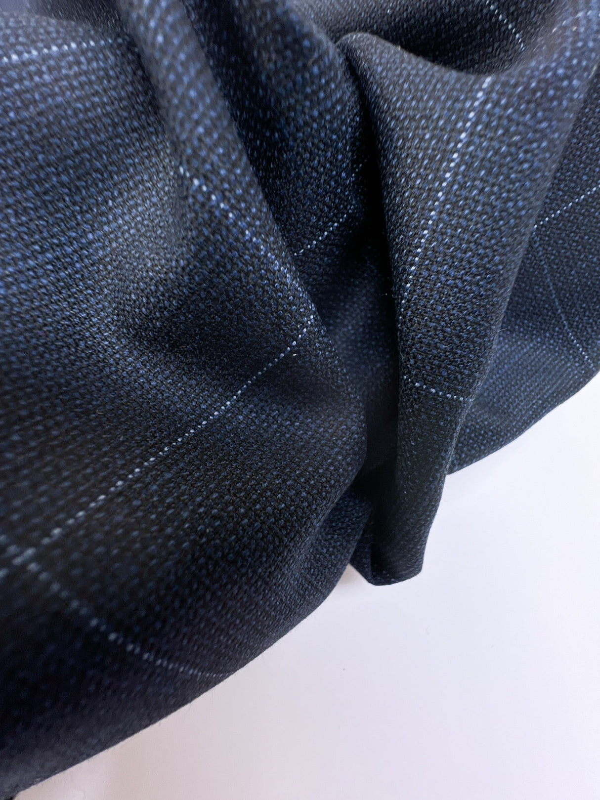 Checked Blue Polyamide Viscose Suiting Fabric
