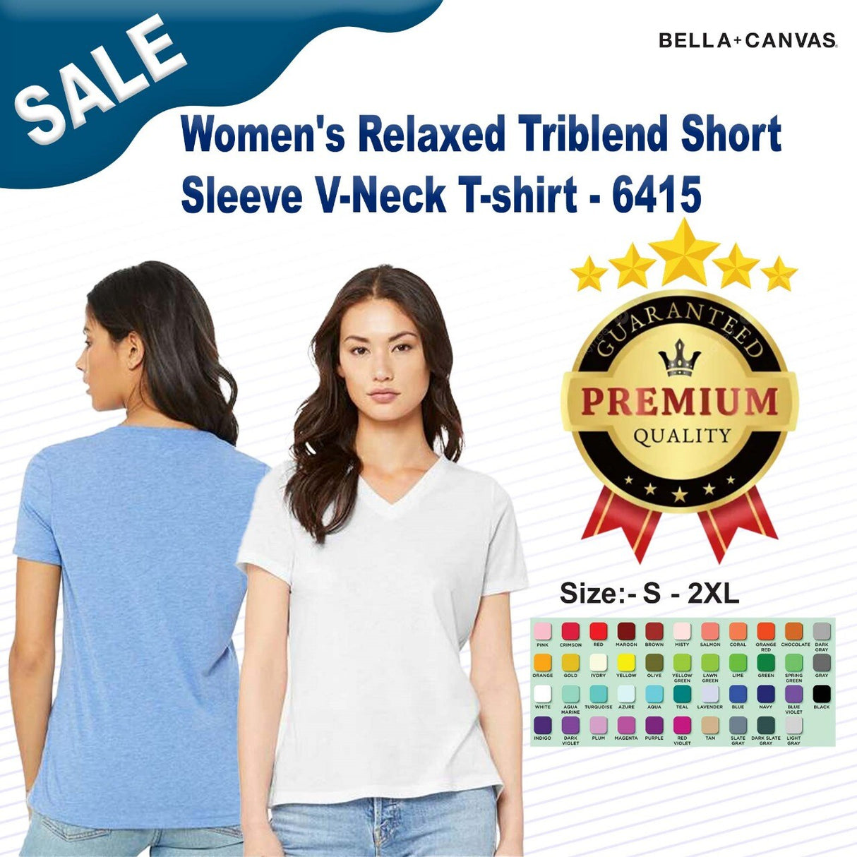 BELLA + CANVAS® Women's Relaxed Triblend Short Sleeve V-Neck T-shirt