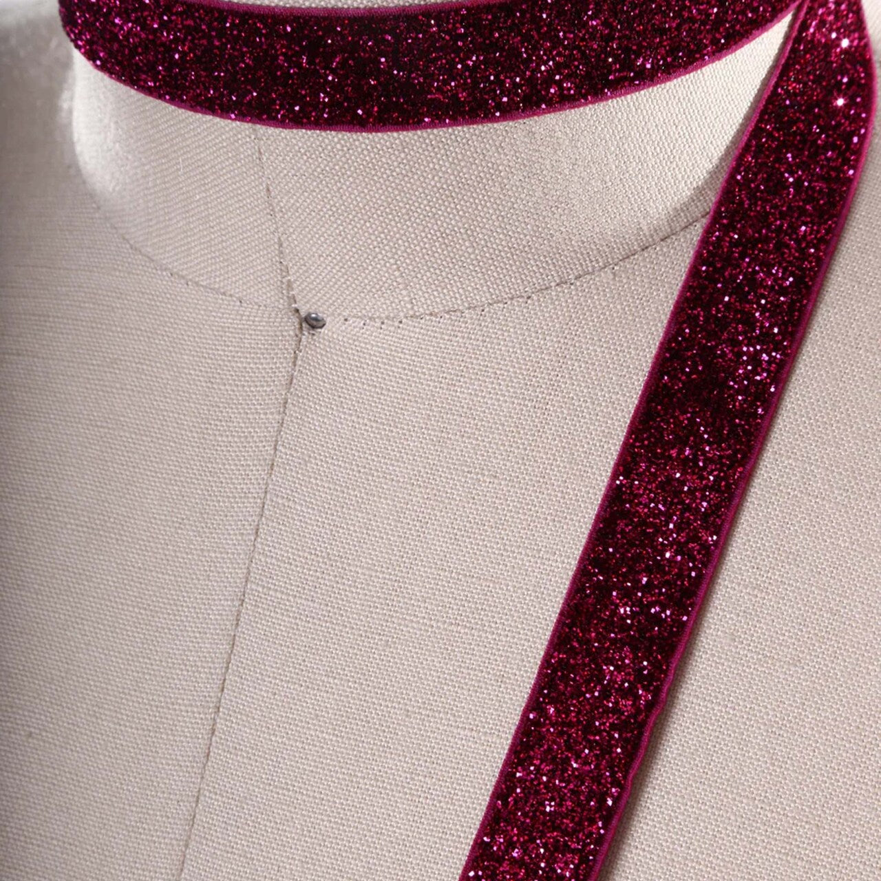 5/8" 2 Yards Magenta Glitter Elastic Trim for Headbands Hair Accessories DIY Sewing Craft Projects