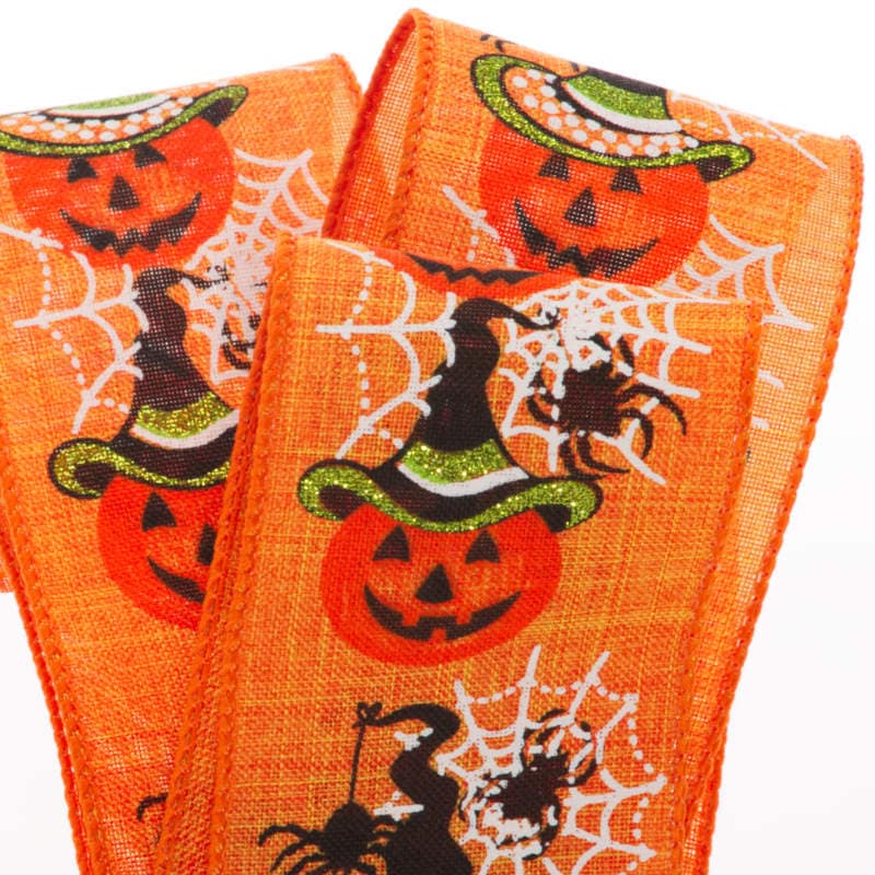 Halloween Fabric Wired Ribbon  2 1/2'' x 10 yd - 1 / ROLL