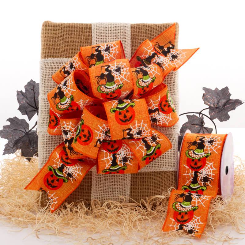 Halloween Fabric Wired Ribbon  2 1/2'' x 10 yd - 1 / ROLL