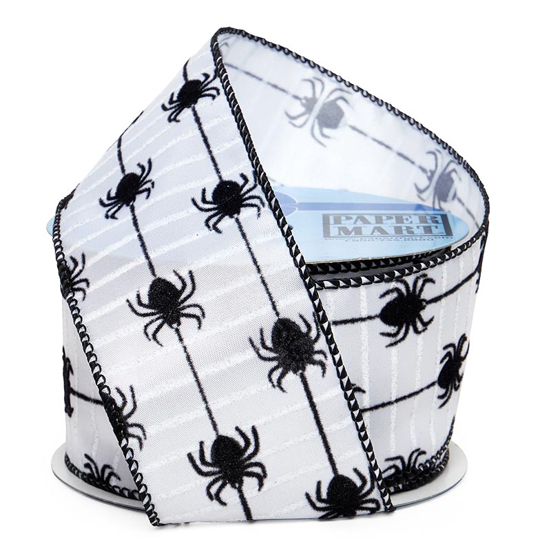 Pumpkin Print On Wired Ribbon 2 1/2 ''x10 yd - Black / White Color 1 / ROLL