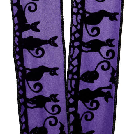 Black Cats On Purple Sheer Satin Wired Ribbon 2 1/2 ''x10 yd 1 / ROLL