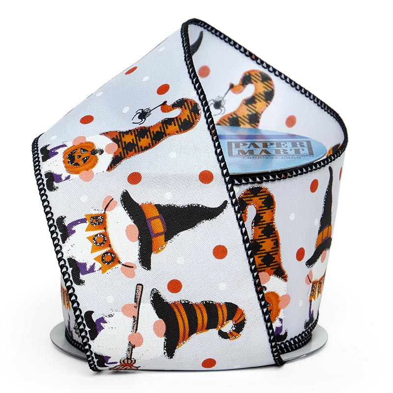 Halloween Gnomes On Wired Ribbon 2 1/2'' x 10 yd Gnomes & Halloween Accessories - 1 / ROLL