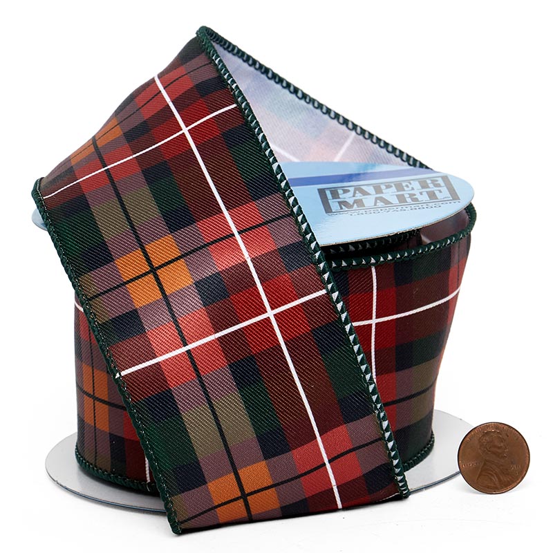 Plaid Wired Ribbon 2 1/2 '' X 10 yd - 1 / ROLL