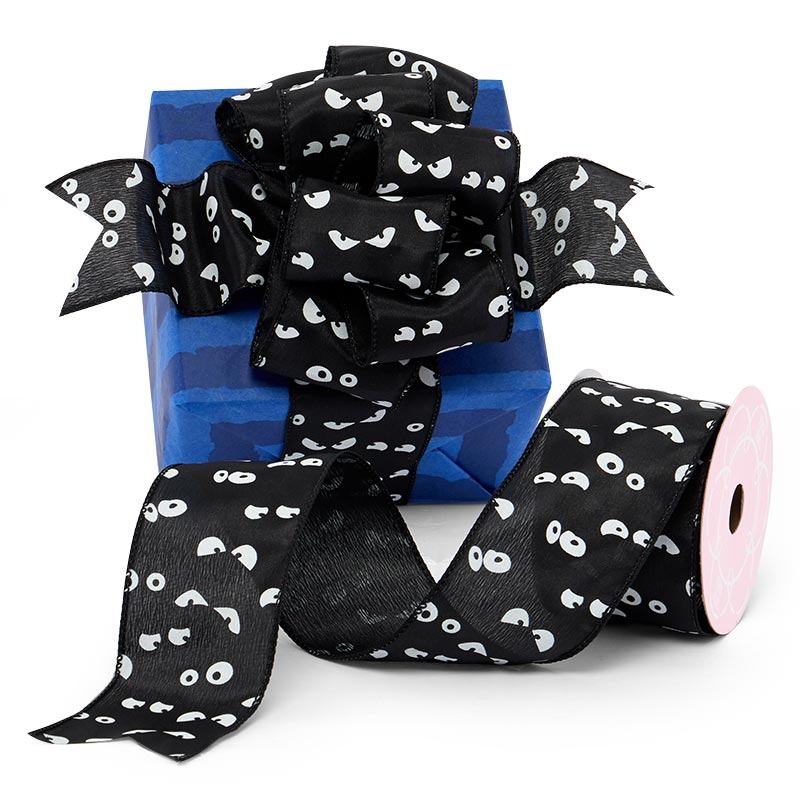 Spooky Eyes Wired Ribbon 2 1/2'' x 10 yd - 1 / ROLL