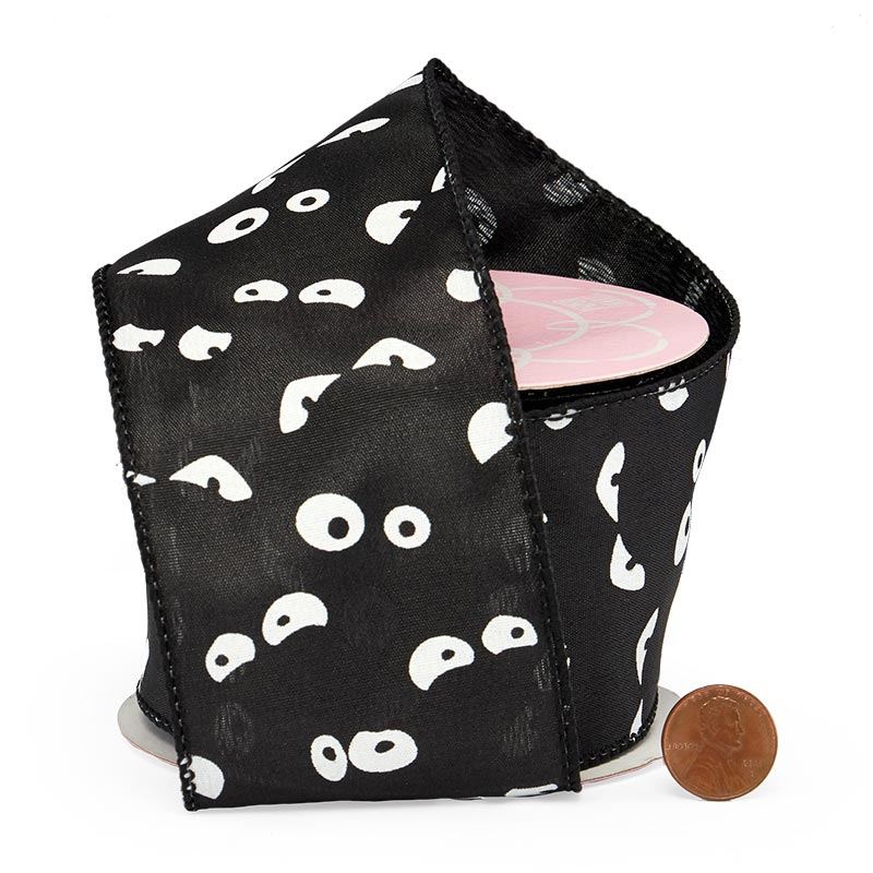 Spooky Eyes Wired Ribbon 2 1/2'' x 10 yd - 1 / ROLL