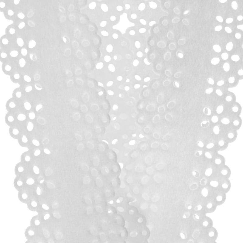 White Lace Cut Reinforced Felt Ribbon 1 3/4 ''  10 yd  - 1 / ROLL