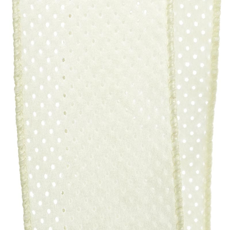 Ivory Mini Dot Felt Wired Ribbon 2 1/2 '' X 10 yd - 1 / ROLL