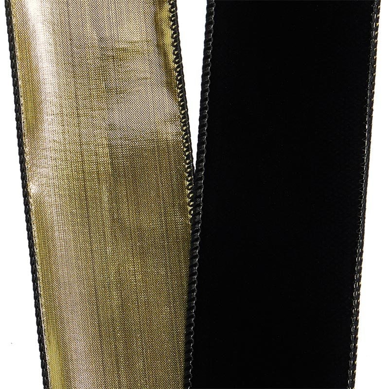 Velour & Metallic Wired Ribbon 2 1/2 '' X 10 yd - 1 / ROLL