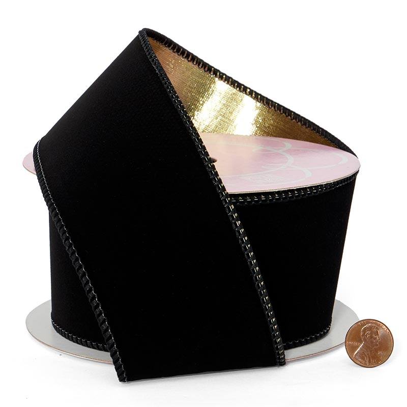 Velour & Metallic Wired Ribbon 2 1/2 '' X 10 yd - 1 / ROLL