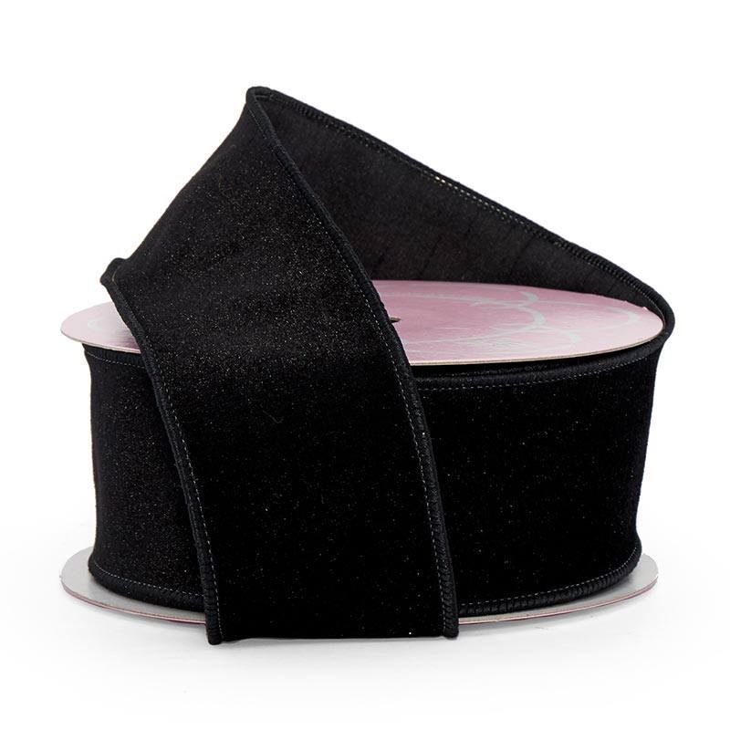 Velvet Wired Ribbon 2 1/2 '' X 10 yd Black Color 1 / roll