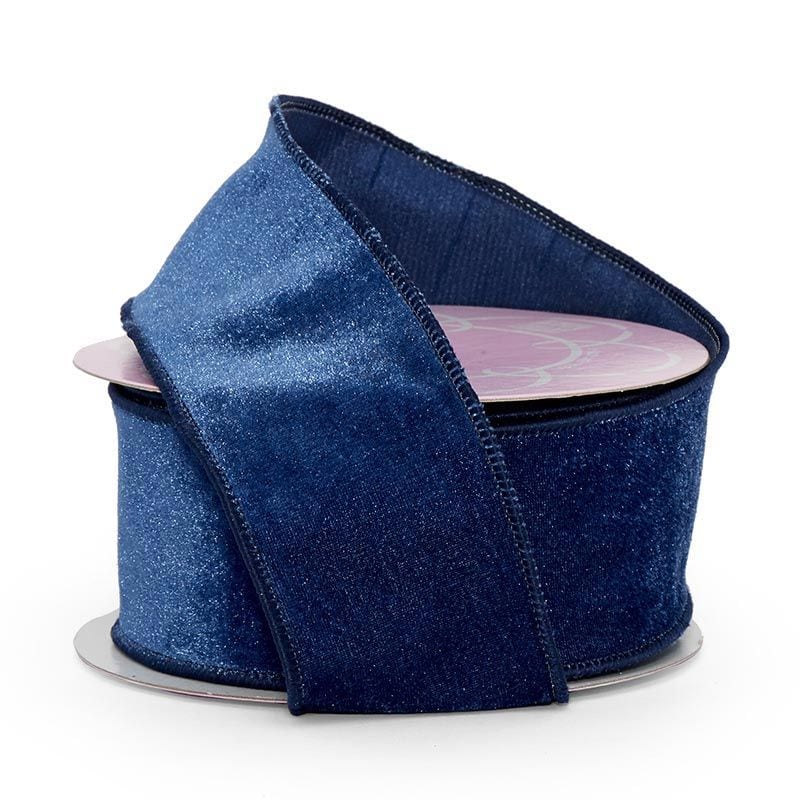 Velvet Wired Ribbon 2 1/2 '' X 10 yd Navy Color 1 / roll