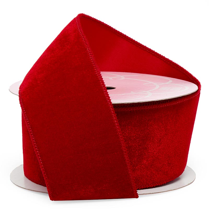 Premium Velvet Wired Ribbon - Red, 2 1/2" x 10 Yards - 1 Roll