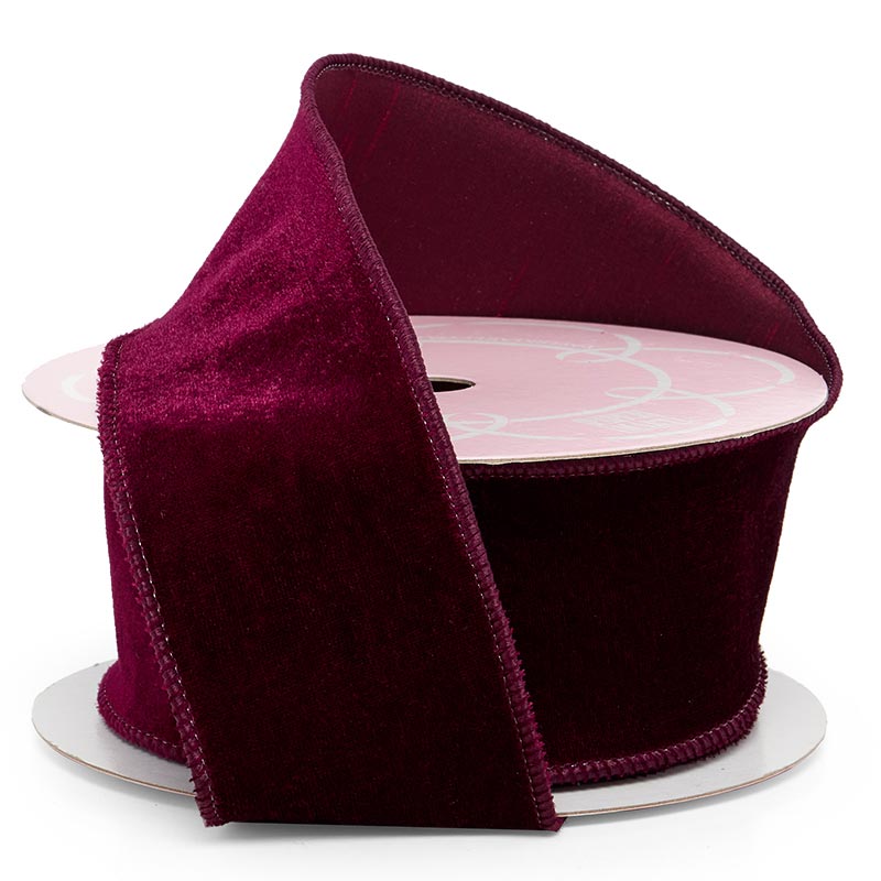 Premium Velvet Wired Ribbon - Wine, 2 1/2" x 10 Yards - 1 Roll