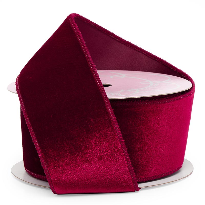 Premium Velvet Wired Ribbon - Burgundy, 2 1/2" x 10 Yards - 1 Roll