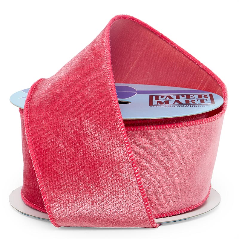 Premium Velvet Wired Ribbon - Hot Pink, 2 1/2" x 10 Yards - 1 Roll