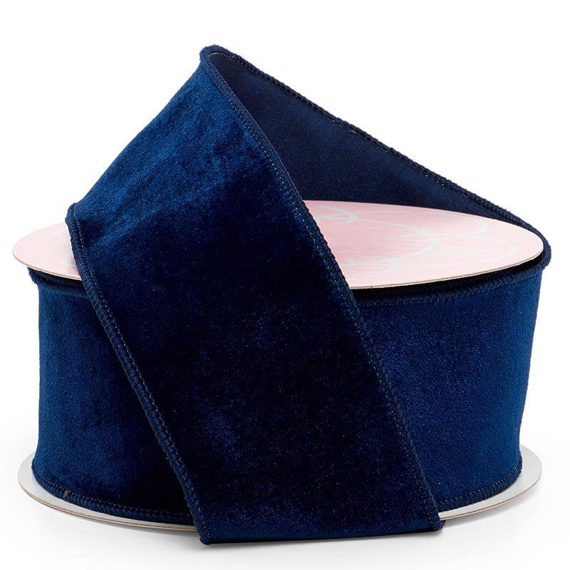 Premium Velvet Wired Ribbon - Navy, 2 1/2" x 10 Yards - 1 Roll