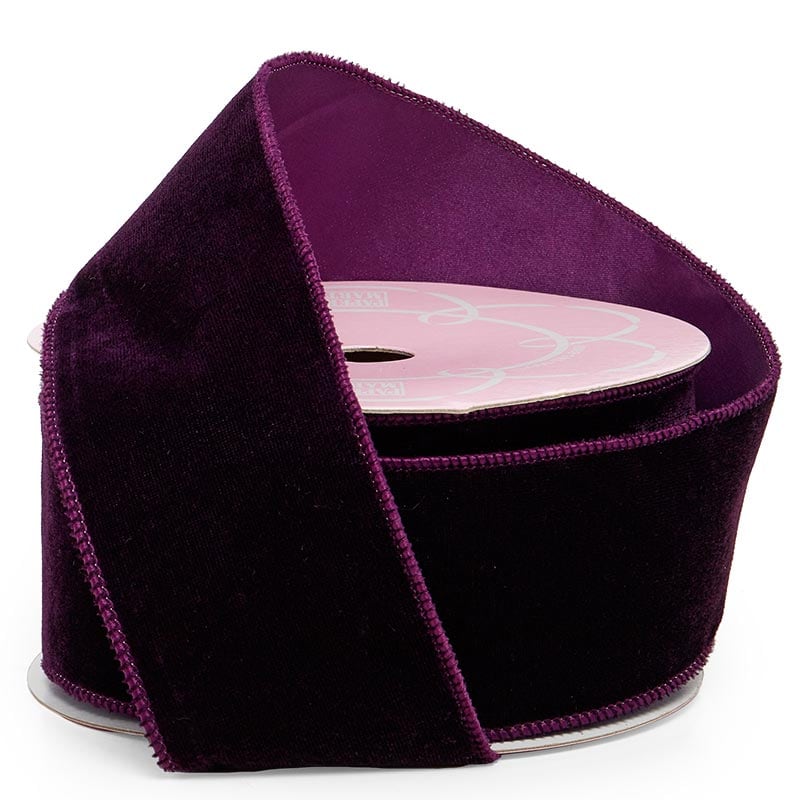 Premium Velvet Wired Ribbon - Purple, 2 1/2" x 10 Yards - 1 Roll
