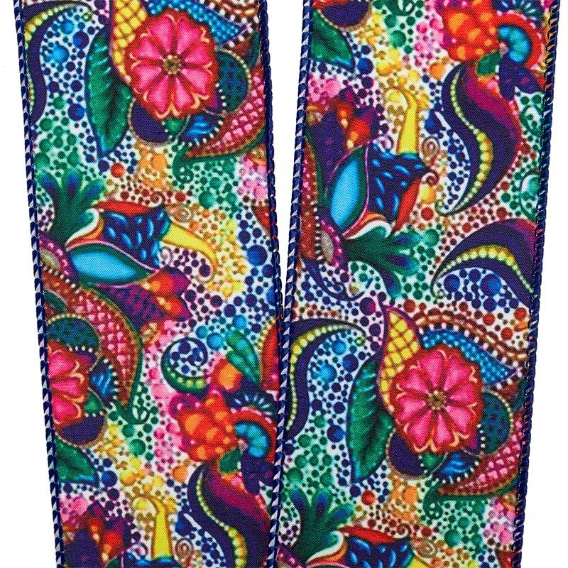 Floral Flourish Tapestry Wired Ribbon 2 1/2 '' X 10 yd - 1 / ROLL