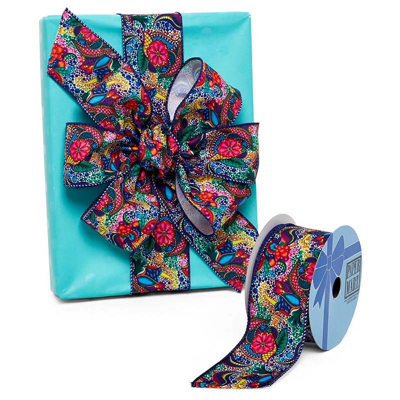 Floral Flourish Tapestry Wired Ribbon 2 1/2 '' X 10 yd - 1 / ROLL