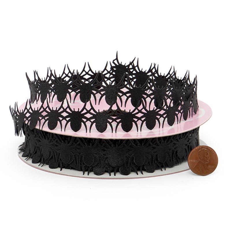 Laser Cut Black Spider Ribbon 7/8'' x 25 yd - 1 / ROLL