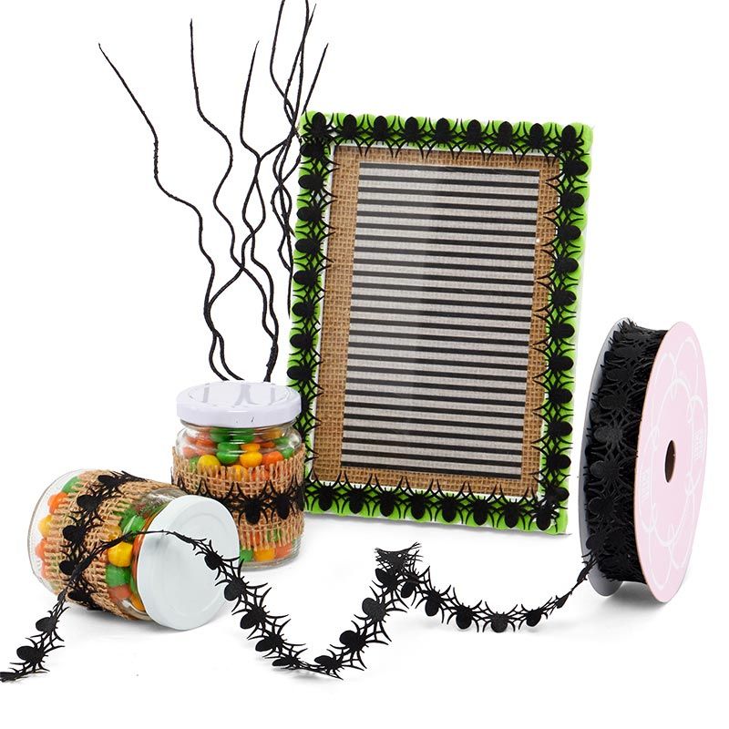 Laser Cut Black Spider Ribbon 7/8'' x 25 yd - 1 / ROLL