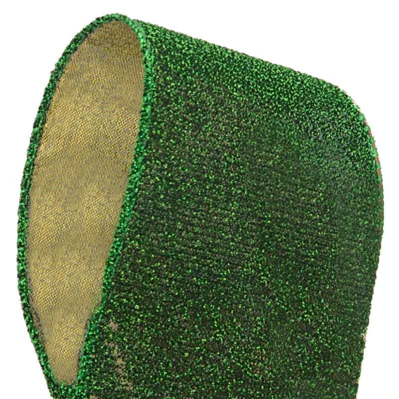 Green Sparkle Lamé Double Sided Ribbon  2 1/2 '' 10 yd - 1 / ROLL