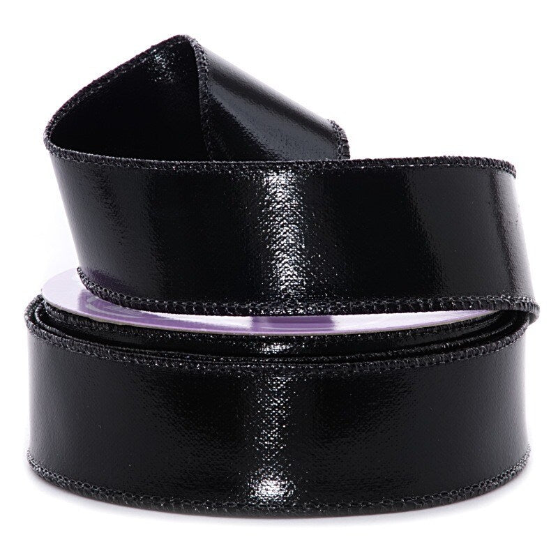 Lamé Fabric Ribbon 2 1/2 '' x 10 yd Black Color 1 / ROLL