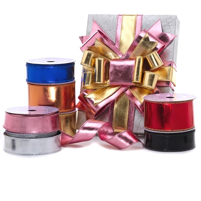 Lamé Fabric Ribbon 2 1/2 '' x 10 yd Black Color 1 / ROLL