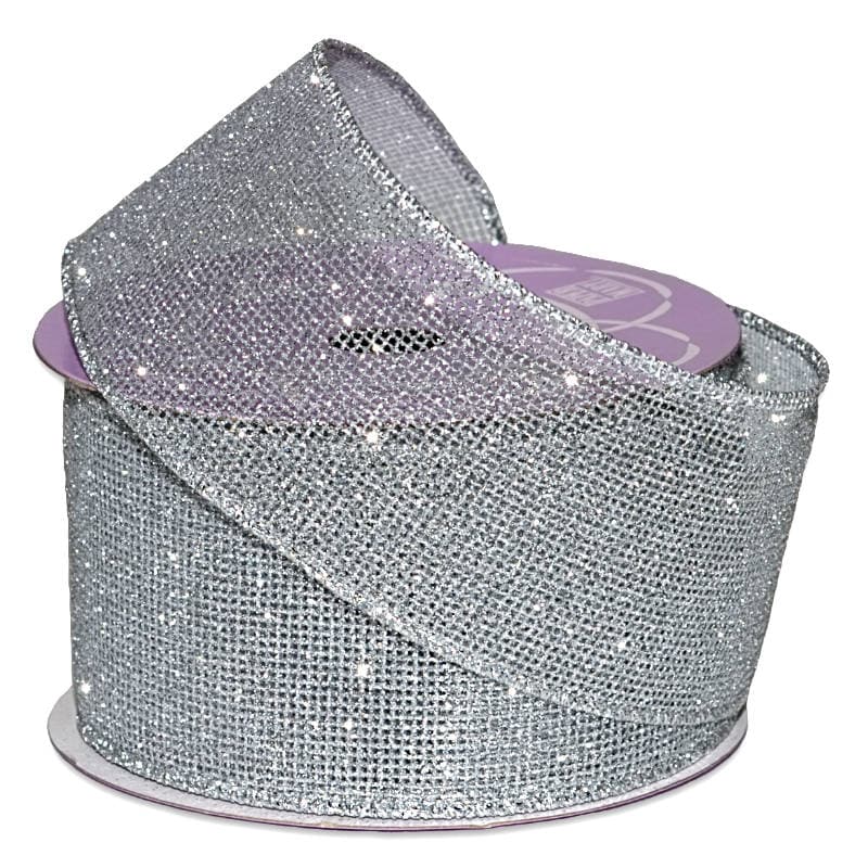 Metallic Crystal Grain Ribbon 2 1/2 '' X 10 yd - Silver Color 1 / ROLL
