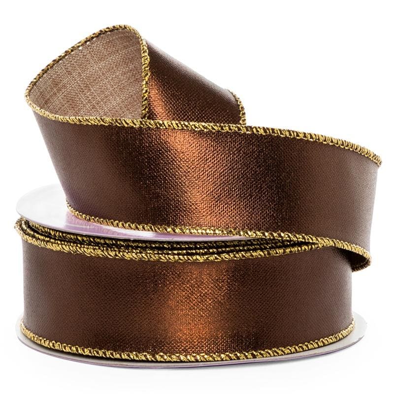 Lamé Fabric Ribbon 1 1/2 '' x 10 yd Brown Color 1 / ROLL