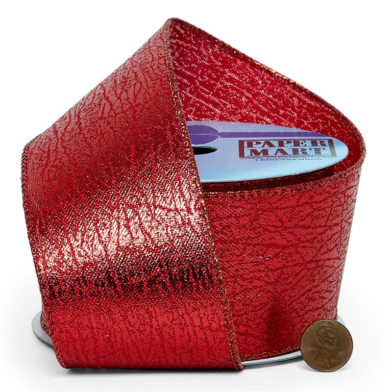 Metallic Crackle On Wired Ribbon 2 1/2 '' X 10 yd - 1 / ROLL