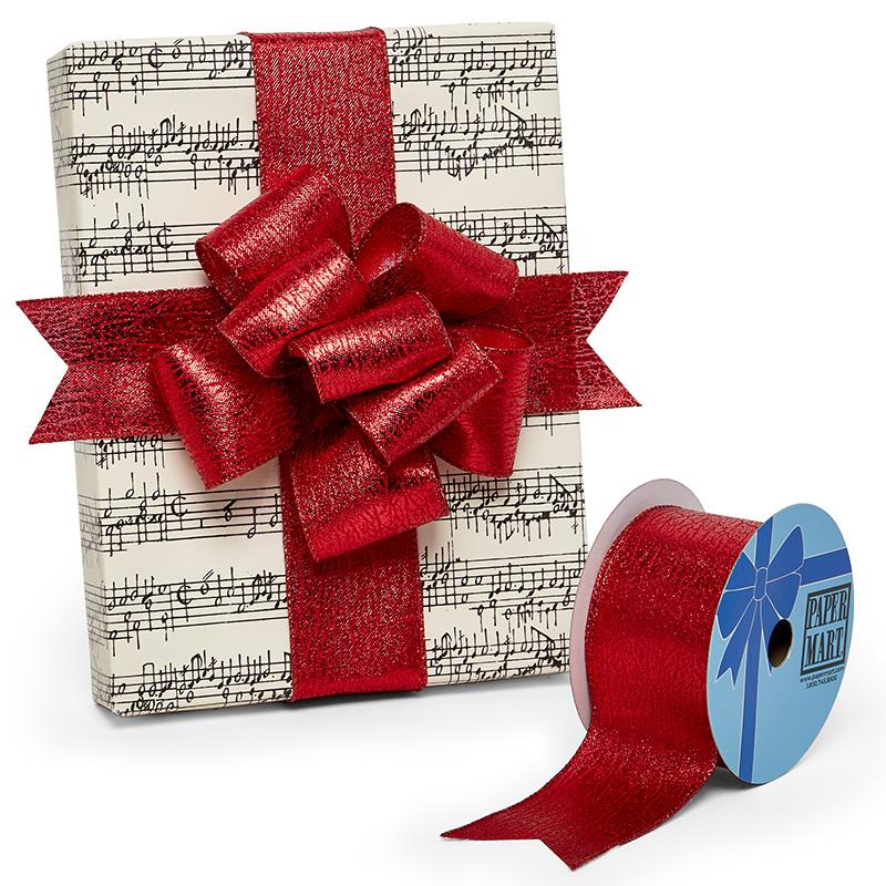 Metallic Crackle On Wired Ribbon 2 1/2 '' X 10 yd - 1 / ROLL