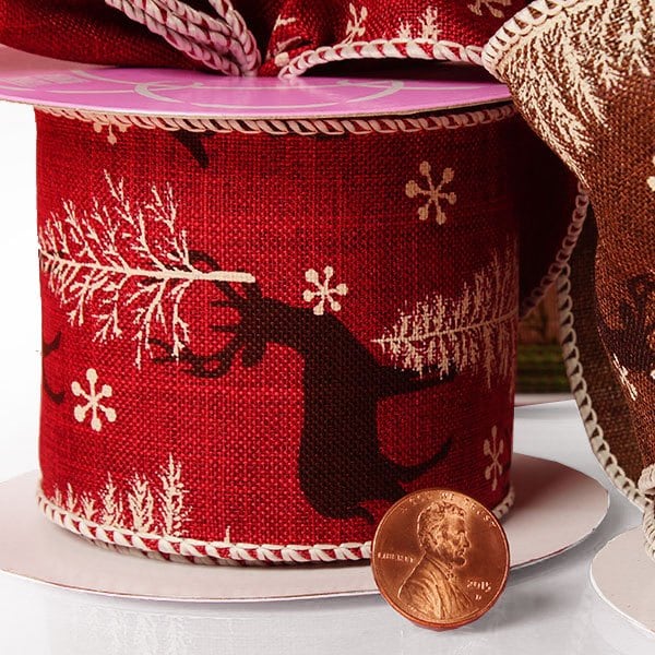 Deer On Natural Ribbon 2 1/2 '' X 10 yd - 1 / ROLL