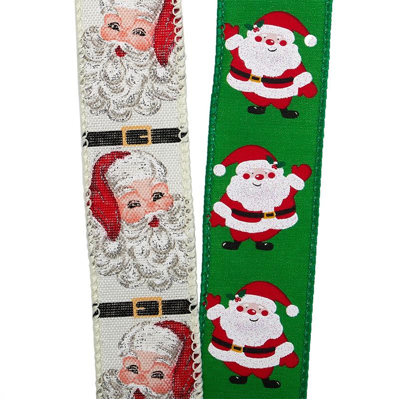 Santa Print On Wired Ribbon 2 1/2 '' X 10 yd - Santa Hats Color 1 / ROLL