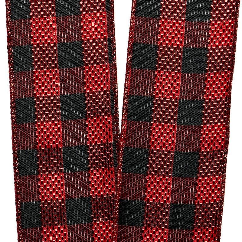 Red / Black Gingham Christmas Ribbon 2 1/2 '' X 10 yd - 1 / ROLL