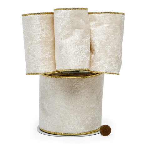 Wide Wired Velvet Ribbon 4 '' X 10 yd - 1 / ROLL