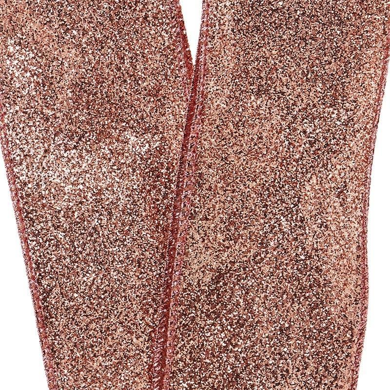 Metallic Rose Gold Wired Ribbon 2 1/2 '' X 10 yd - 1 / ROLL