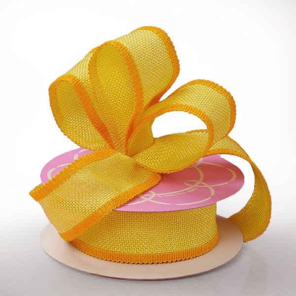 Side Stitch Burlap Ribbon 1 1/2 '' X 10 yd Yellow Color 1 / roll
