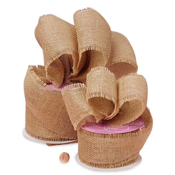 Natural Fine Burlap Ribbon 2 1/2 '' X 10 yd - 1 / ROLL