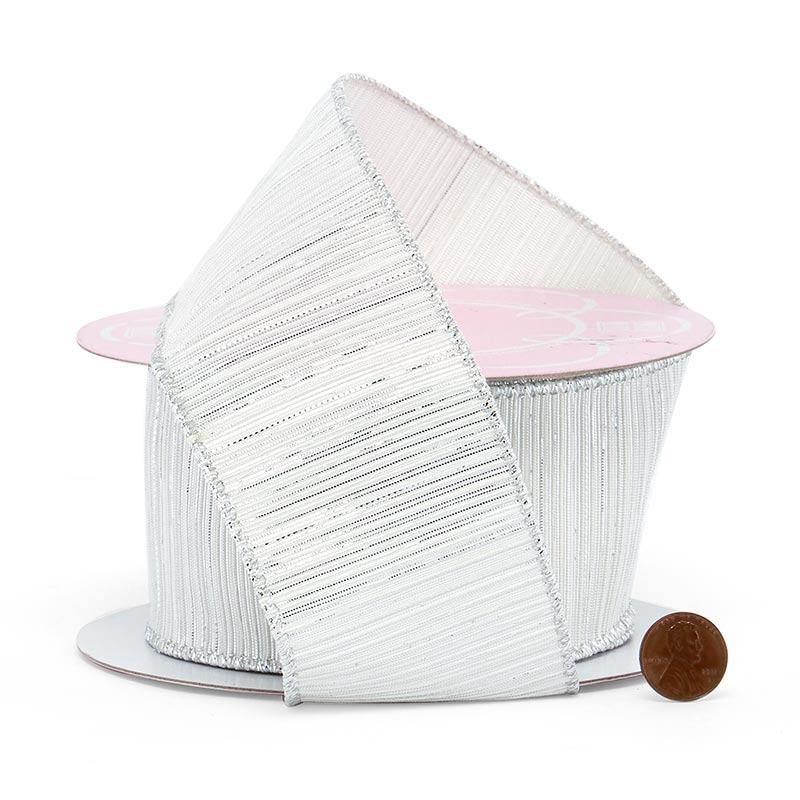 Metallic Vertical Ribbed Wired Ribbon 2 1/2 '' X 10 yd - 1 / ROLL