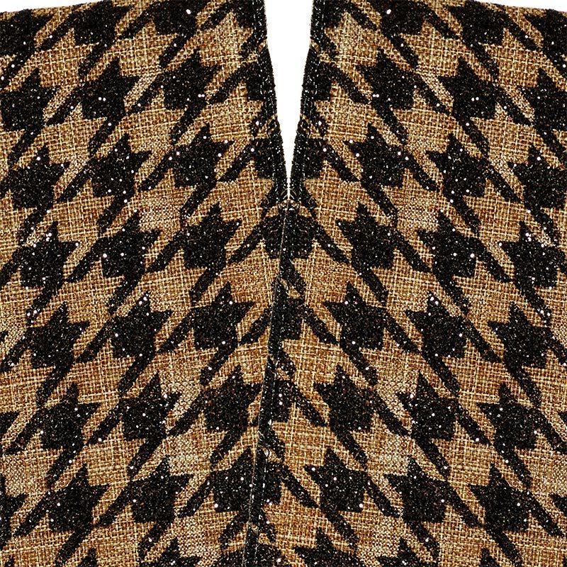 Black & Tan Houndstooth Wired Ribbon 2 1/2 '' X 10 yd - 1 / ROLL