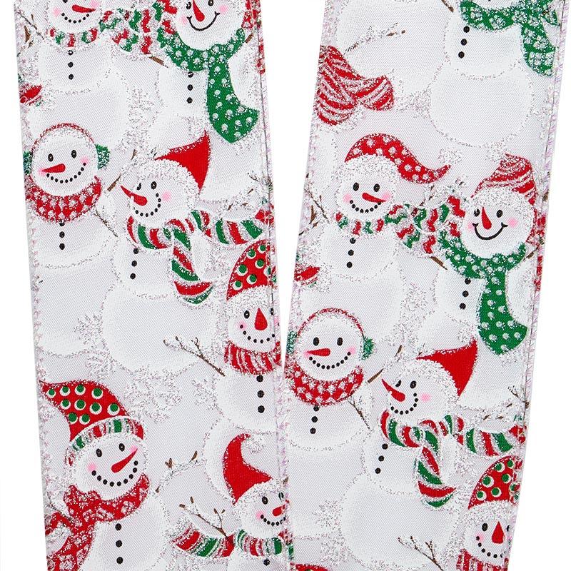 Sparkly Party Of Snowmen On Wired Ribbon 2 1/2 '' X 10 yd - 1 / ROLL