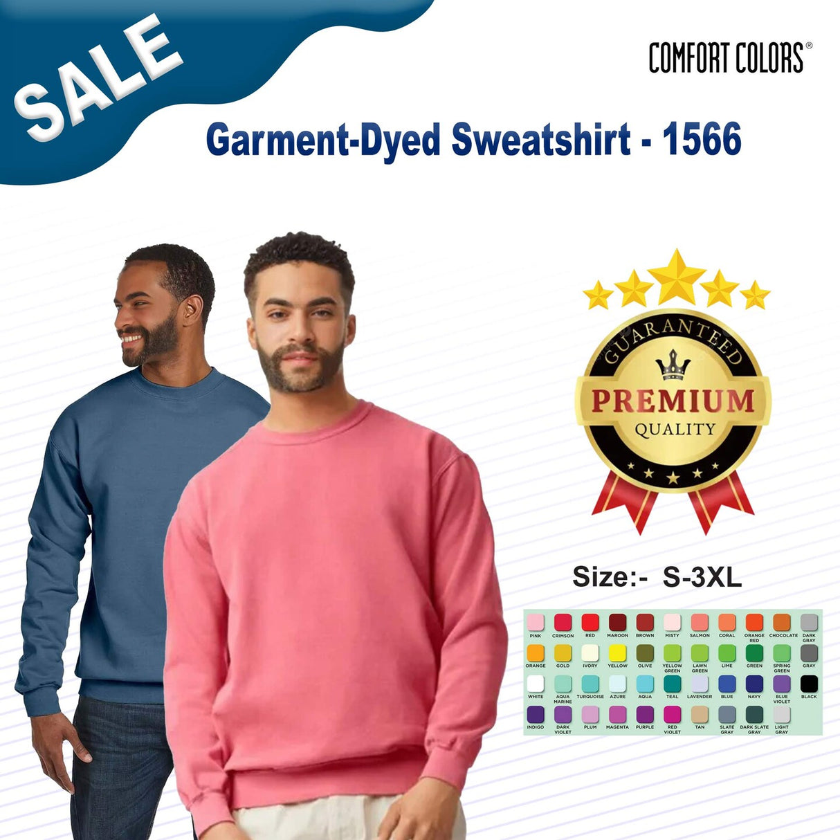 Comfort Colors® Garment Dyed Crewneck Long Sleeve Sweatshirt