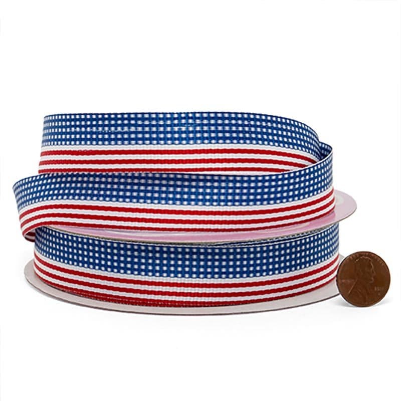 Grosgrain American Flag Ribbon 3/4 '' X 25 yd - 1 / ROLL