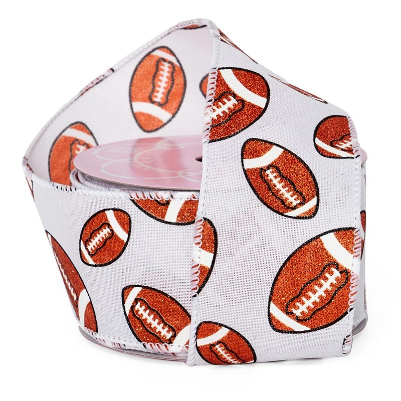 Sports Print Wired Ribbon 2 1/2 '' X 10 yd Football Color 1 / ROLL