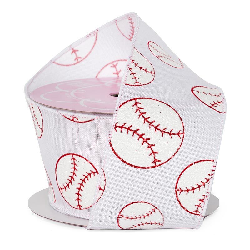 Sports Print Wired Ribbon 2 1/2 '' X 10 yd Softball Color 1 / ROLL