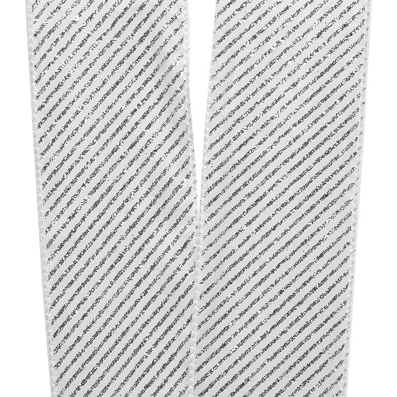 Glitter Stripes On Satin Wired Ribbon 2 1/2 '' X 10 yd - 1 / ROLL