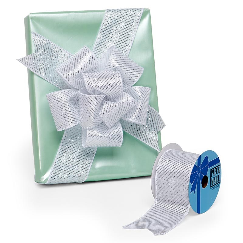 Glitter Stripes On Satin Wired Ribbon 2 1/2 '' X 10 yd - 1 / ROLL